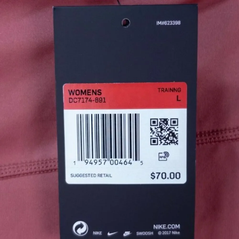 Nike One Dri-FIT Women's Leggings Pink Size L Mid Rise 7/8 Tight Fit NWT
